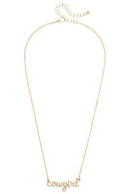 Gold Cowgirl Cursive Necklace